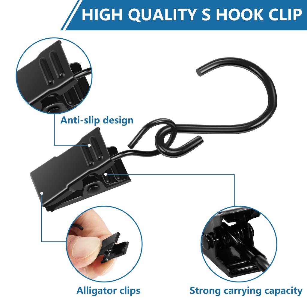 100Pcs String Light Clips Hanging Hooks Heavy Duty Metal Hanging Lights Clip Multipurpose S Hooks Curtain Clips Camper