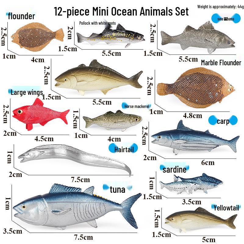 Simulationsmodelle von Meerestieren: Qualle, Oktopus, Meeresgarnele, Seeanemone, Tintenfisch, Pfeilschwanzkrebs, Flusskrebs, Pfeilkraut