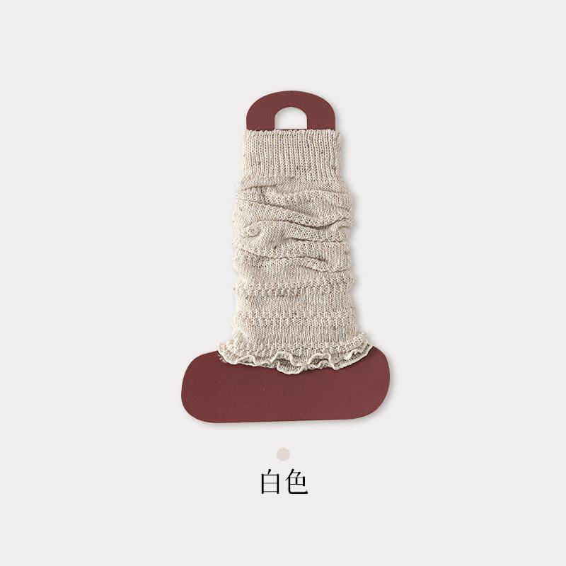 Wool Dot Yarn Calf Pile Sock Cover, Double Needle Thick Needle, Spring And Autumn Fungus Edge Leg Cover, Y2K Black Foot Cover