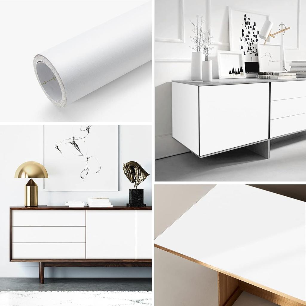 55Wide Matte Wallpaper White/Grey/Black Vinyl Self-Adhesive for Wall Shelf Liner Table Door Living Room Contact Paper Wall Decor