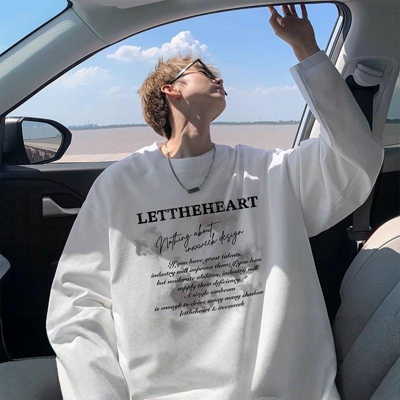 Men Pure Cotton Long Sleeve Solid Casual Crew Neck T Shirt Inner Top M