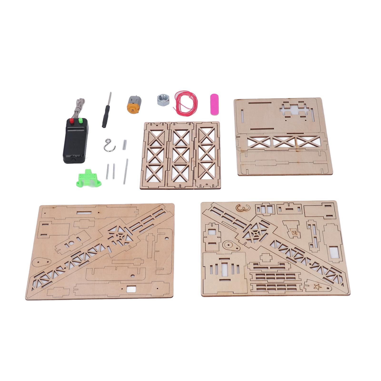 Wooden Crane Model Composite Wood Remote Control Educational 3D Crane Assembly Model for Experiment composite wood