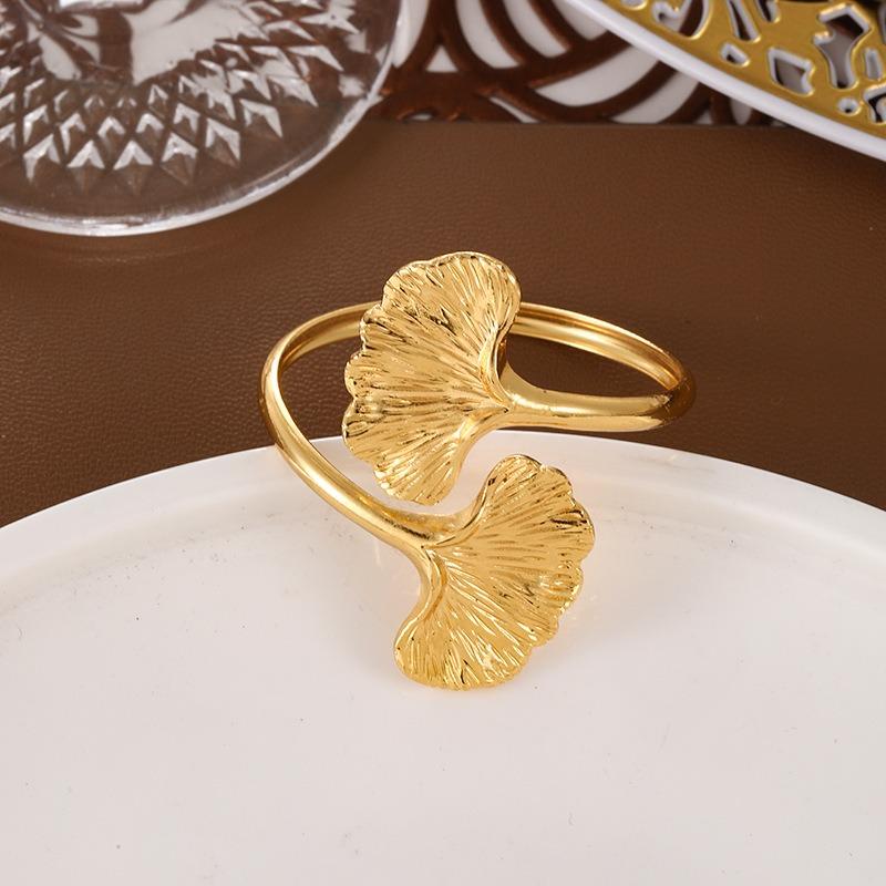 Ginkgo Leaf Metal Napkin Buckles,Rose Gold Silver Napkin Rings,Wedding Event Table Decor Crafts Holder Handmade Party Supplies