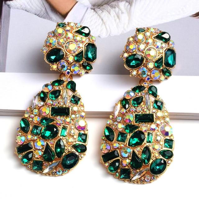 

Новые цветные кристаллы серьги-подвески ювелирные аксессуары для женщин модные тенденции горный хрусталь подвески бижутерия зелёный