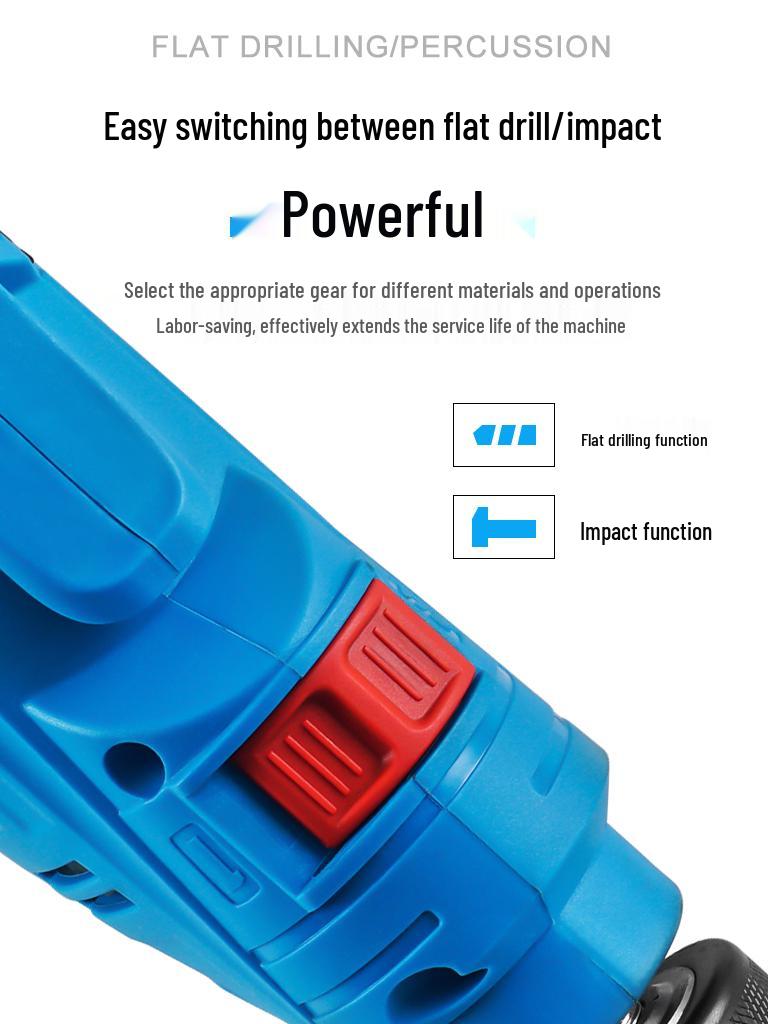 Multifunctional Electric Impact Drill with Pistol Grip - 220V Handheld Drill & Screwdriver for Household Use
