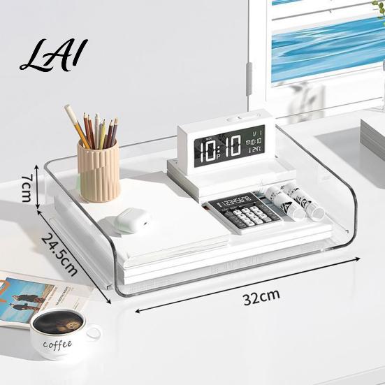 Non-slip Document Organizer Large Capacity Desk for Documents Files Letters A4 Paper Book Notes Mail Desktop File Holder Clear Stackable Tray,