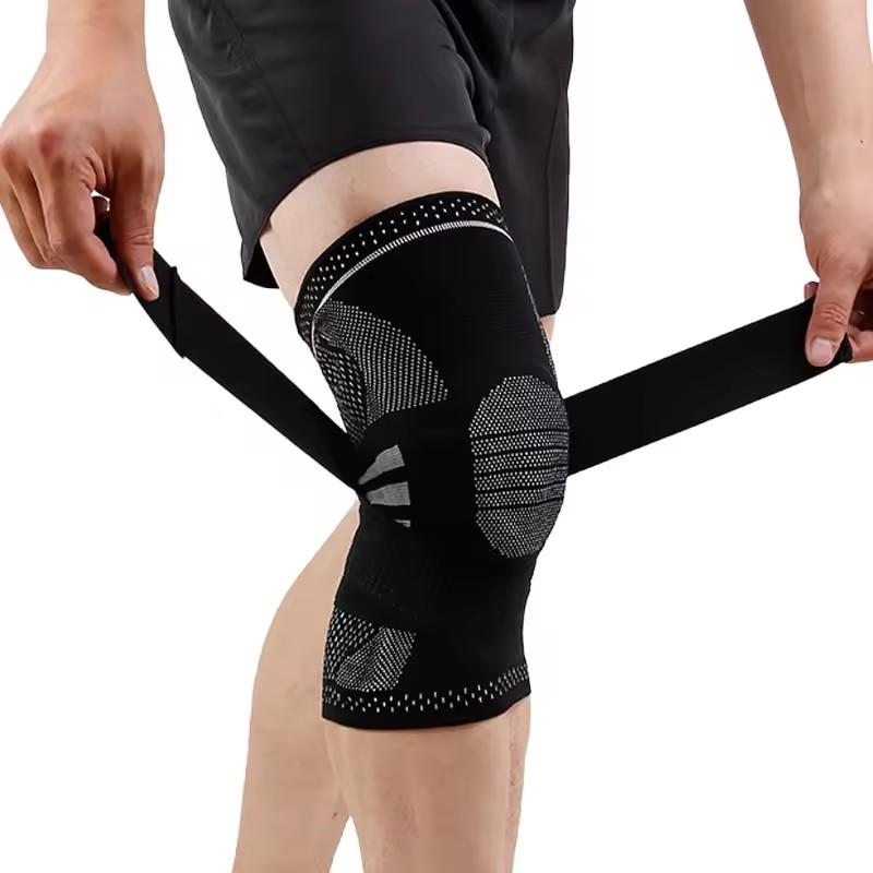 Adjustable Knee Brace with Silicone Pad Spring Stabilizers Breathable Compression Knee Support for Sports Running Basketball Gym