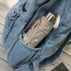 Solid Color Retro Denim Backpack Simple Women'S Backpack Outdoor Travel Bag Student Schoolbag