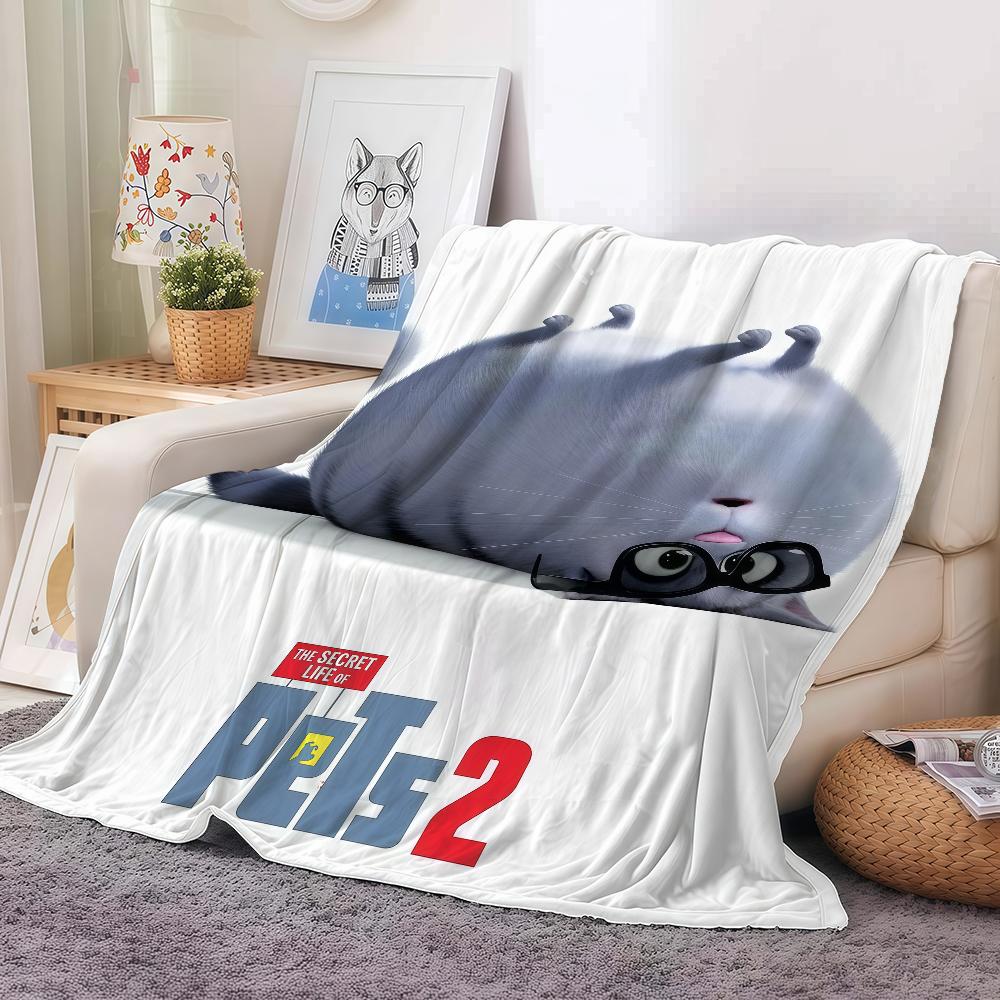 Cute Movies THE S-SECRET L-LIFE OF P-PETS Blanket Warm And Soft Suitable For Bedroom Living Room Sofa Bed Office Travel Camping