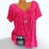 Sommer Neues Pailletten-Print V-Ausschnitt Kurzarm T-Shirt Lockeres Modisches Oberteil