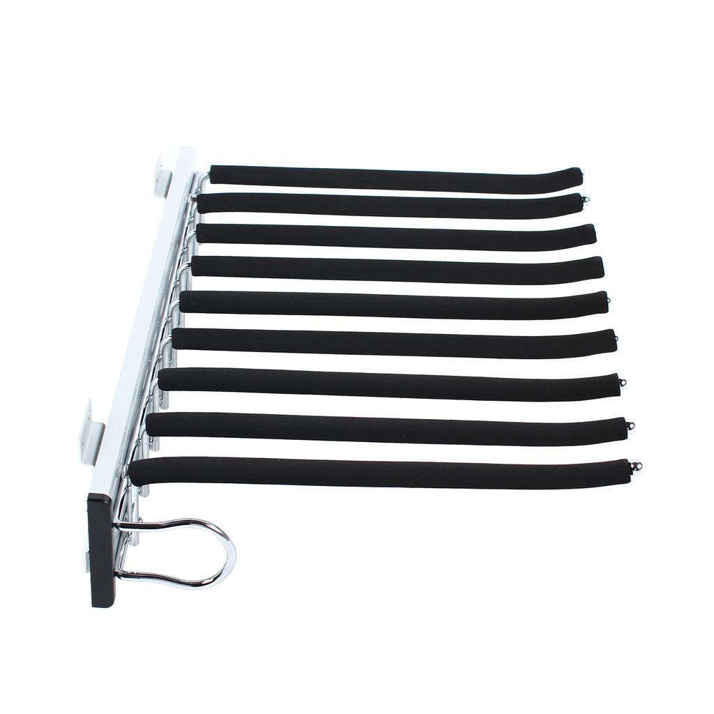 Wall Mounted Extendable Trousers Hanger 9 Scarf Holder Hanger Rail Black Household Pull Out Wardrobe Trouser Rack