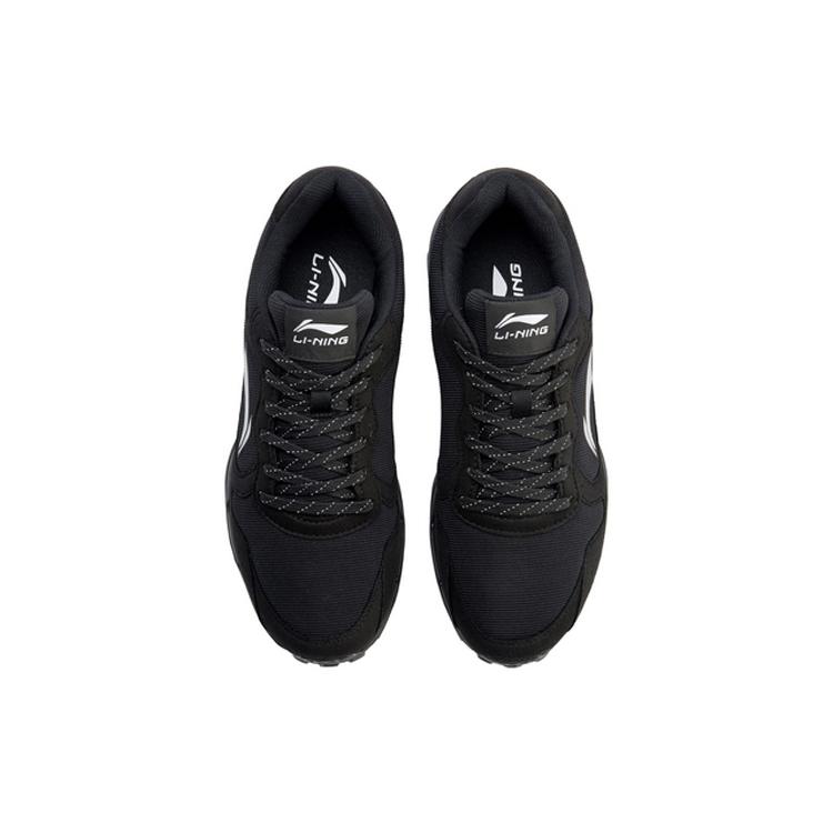 Li Ning Cushioning Slip Resistant Abrasion Resistant Low top Long Distance Running Shoes Men's Standard Black ARDL003-6