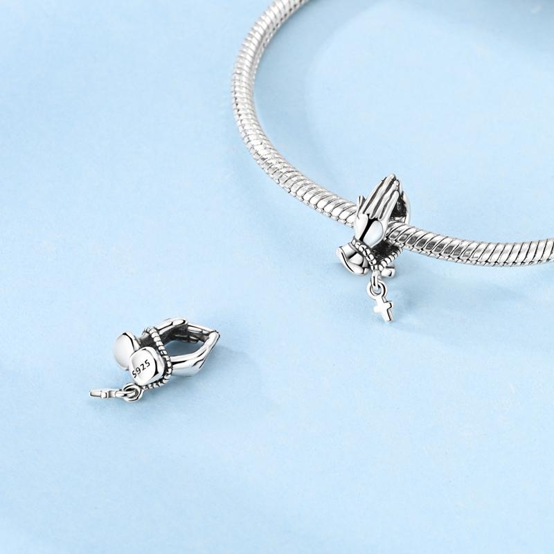 New Copper Praying Hands Beads Thermos Cup Pendant Fit Original Bracelet Women Jewelry Gift