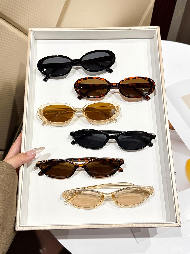 6Pcs European and American Retro Fashion Small Oval Frame Sunglasses for Both Men and Women, Stylish and Versatile