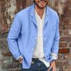 Men's Solid Color Casual Cardigan Button-up Collar Long-sleeved Shirt
