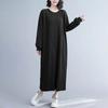 Dress for Woman Cotton Plus Size Loose Stretch Casual Solid Color Soft Long Sleeve Dresses