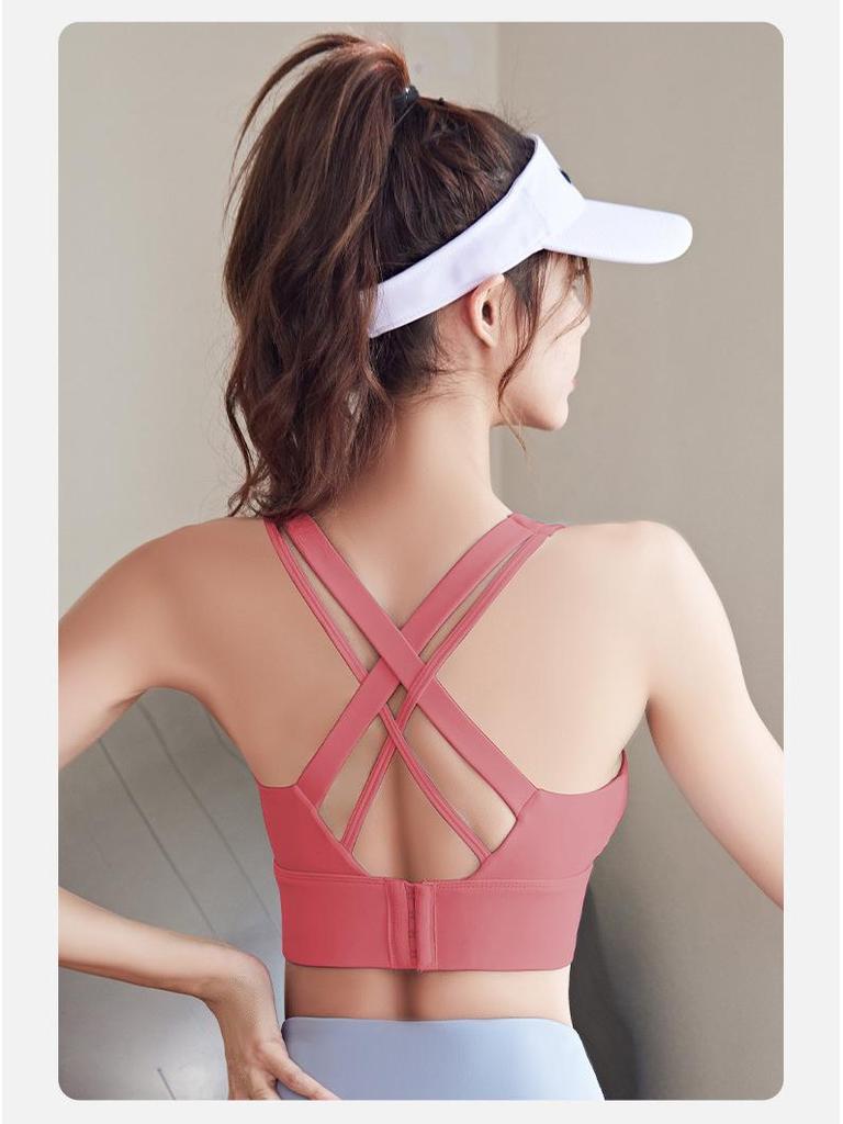 Nahtloser stoßfester Sport-BH mit hohem Aufprallschutz und schönem Rückendesign für Damen