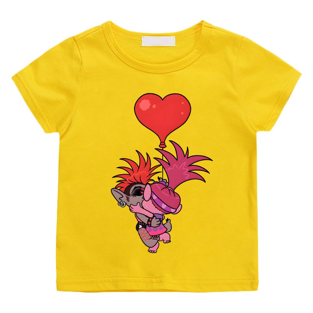 Trolls Anime Print Casual T-shirts Children Intellectual Fun Cartoon Tshirts Kids High Quality Cotton Tees Boys Girls Tops