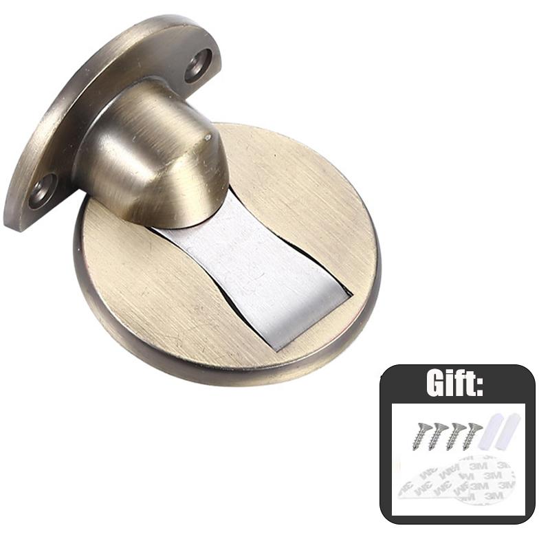 ZIShan Punch-free Invisible Strong Magnetic Ground Touch Anti-collision Zinc Alloy Punch-free Door Buckle Windproof Doorway Stopper for Home