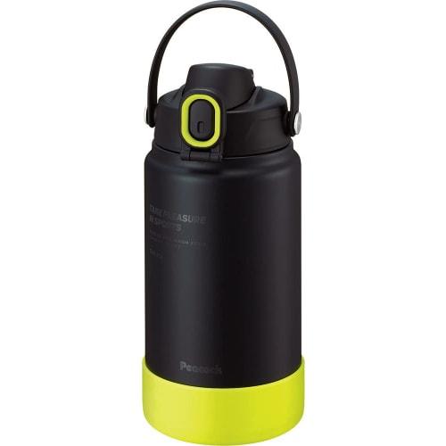 Peacock AJG-R150 BY Stainless Steel Water Bottle, 1.5L, Sports Drink Compatible, One-Touch Direct Drinking, Insulated, Black, Yellow