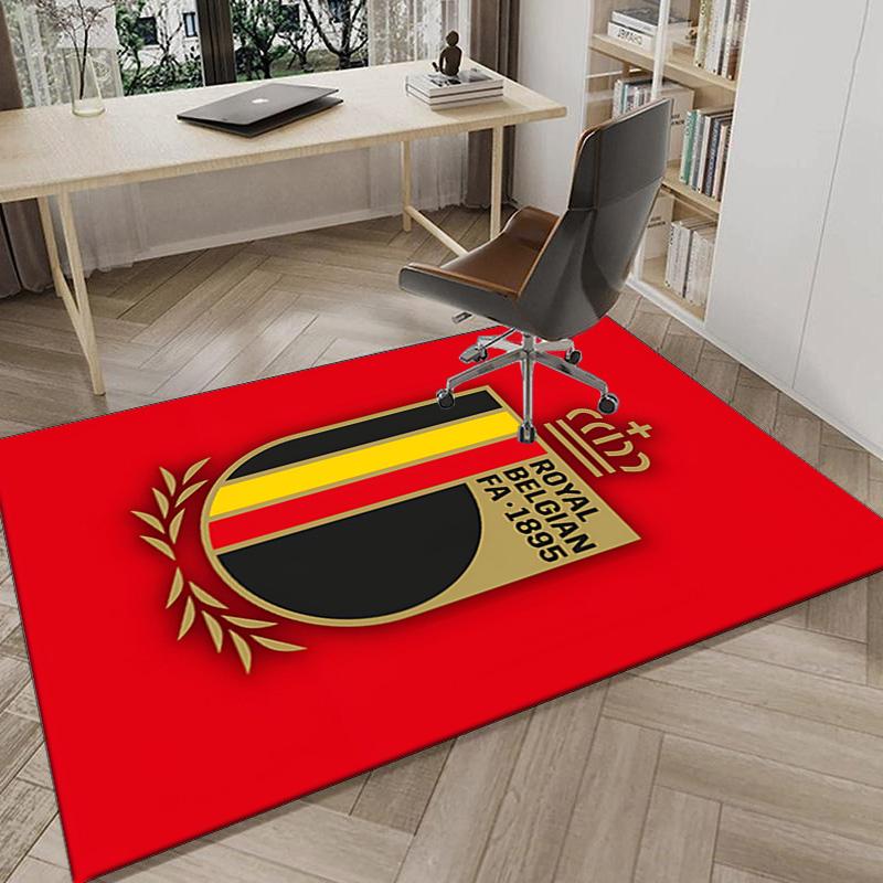 Belgium Football Crest Emblem Area Rug Office rug, Chair Rug, Decor Carpet Livingroom bedroom Mat, Large Size Fan gifts Christmas gifts
