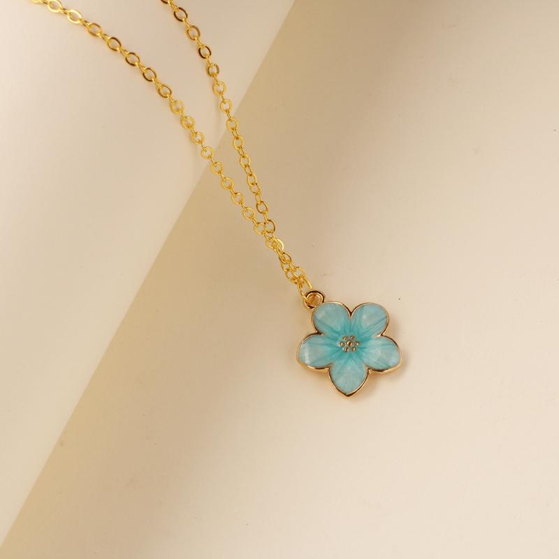 Flower Pendant Necklace For Women Romantic Cherry Blossom Choker Girls Party Wedding Neck Jewelry Gift