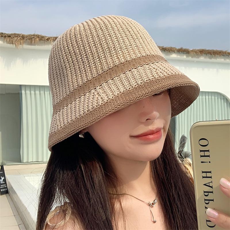 Female Knitting Bucket Hats Harajuku Bucket Hat Fishing Outdoor Panama Hip Hop Cap Men's Summer for Fisherman Hat Women Spring