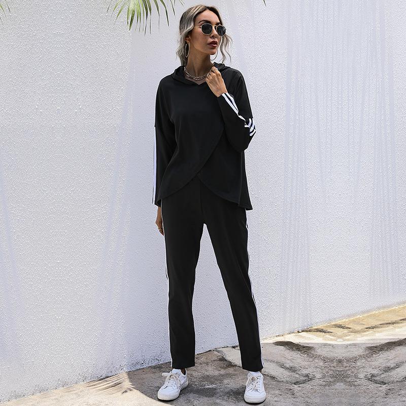 Fashion Women's Two Piece Black Irregular Casual Comfortable Elegant Suit Women