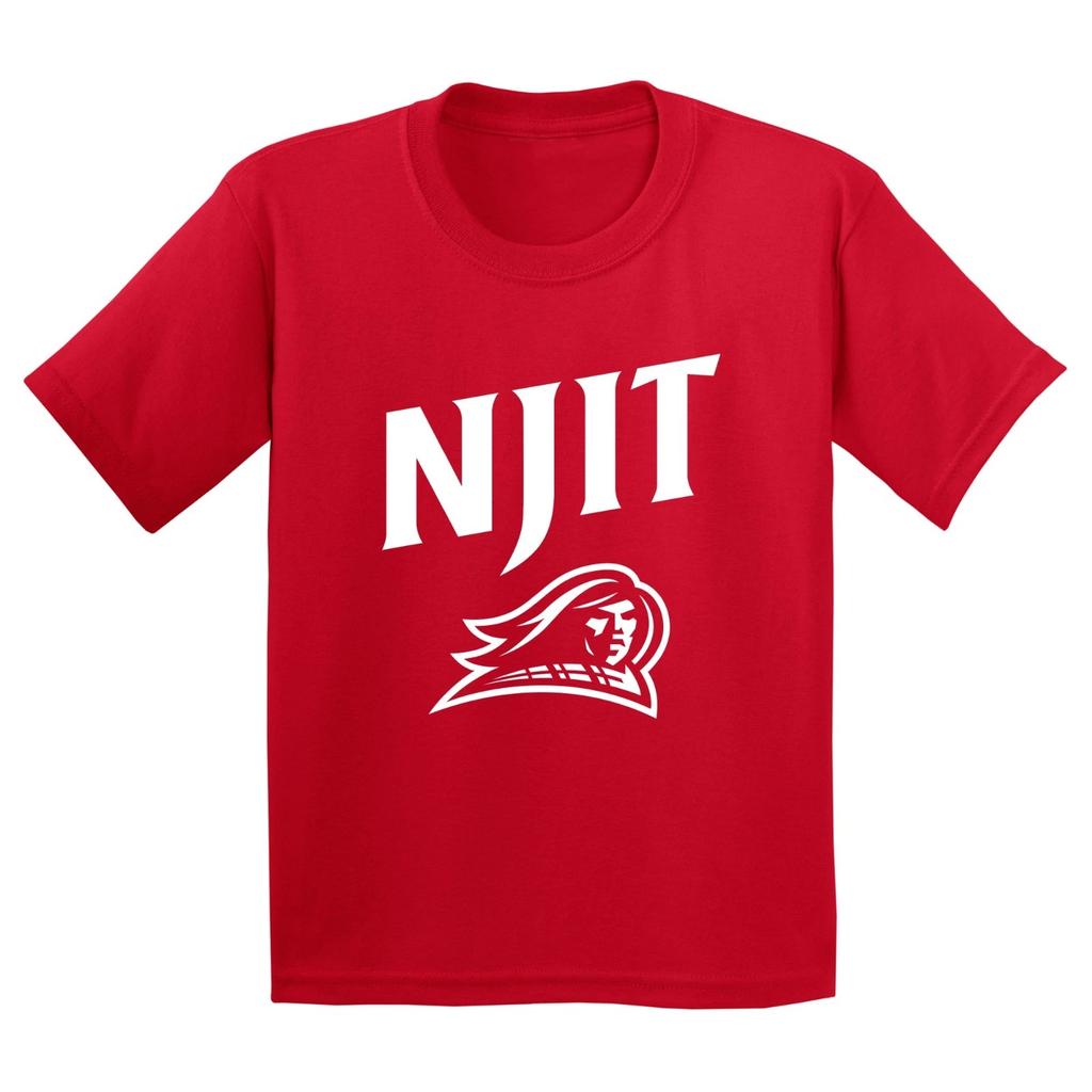 NJIT Highlanders Arch Logo Unisex Youth Short Sleeve T Shirt - Red