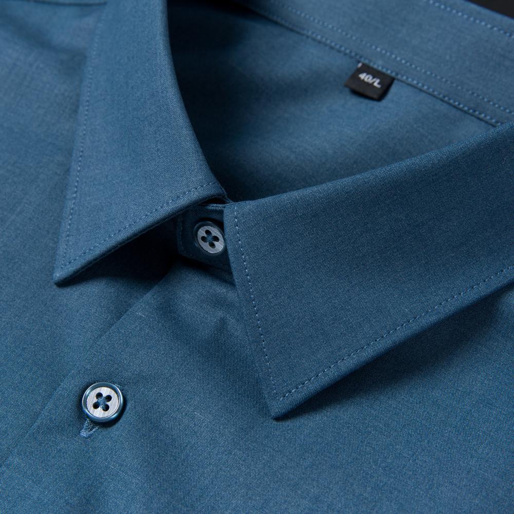 Luxury Designer Stretch Menswear Clothing Business Regular Fit Wrinkle-Free Soild Long Sleeve Button-up Shirts without Pocket