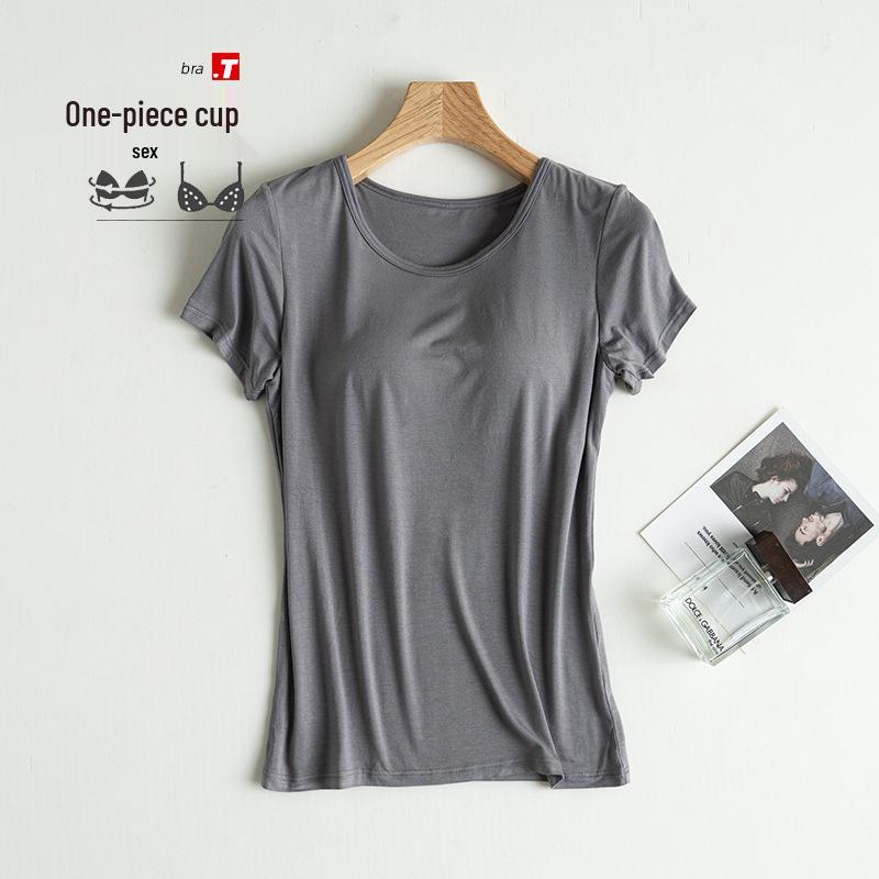 

Модальный топ без рукавов с пятью пальцами, со встроенным бюстгальтером и нагрудными вкладышами XXL темно-серого