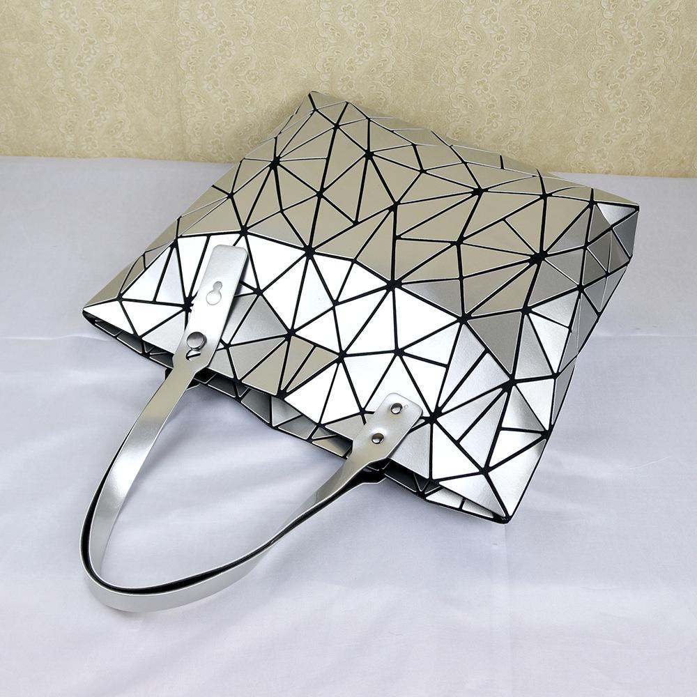 Tide Tote Bag New Geometric Rhombus Glossy Large-capacity Handbag Women's Changeable Folding Deformation Shoulder Bag