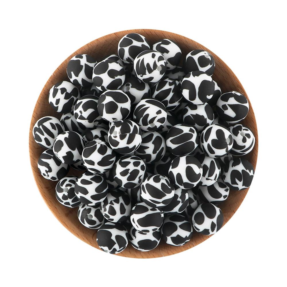 15MM Leopard Silicone Printed Beads 20pcs For Making DIY Jewelry Accessories Bracelet Necklace Making