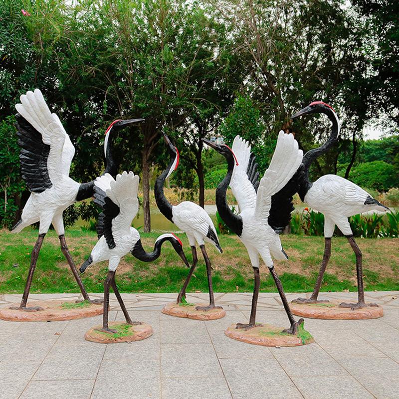 Fiberglass Red-Crowned Crane Landscape Statue