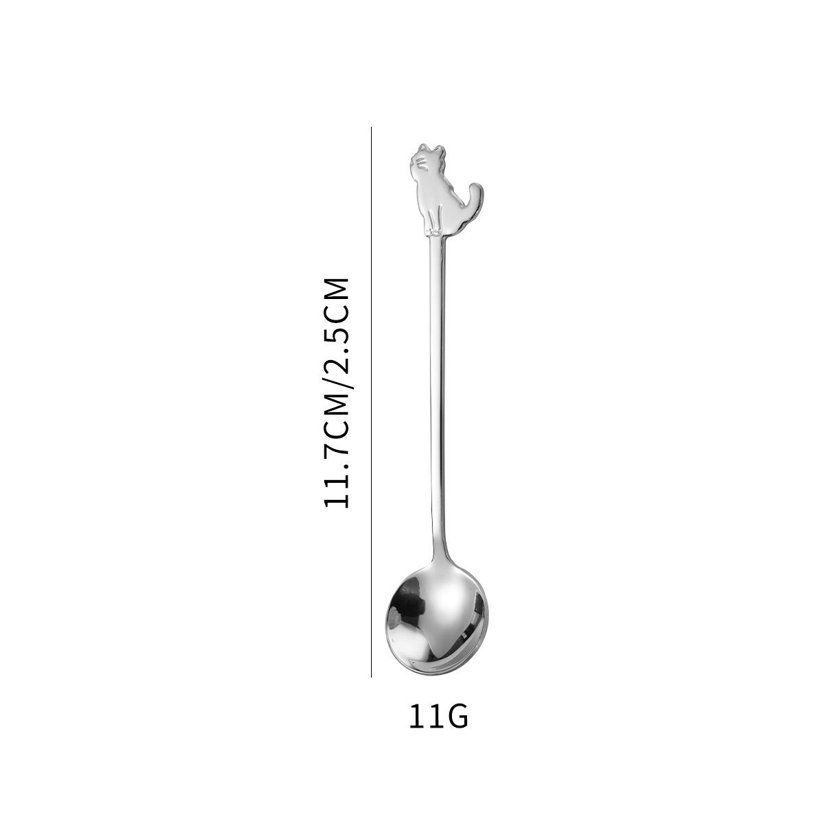 5pcs Stainless Steel Coffee Spoon for Ice Cream Dessert Spoon Cute Cat Shaped Mini Cute Gold Spoons for Tea/Dessert/Drink/Mixing