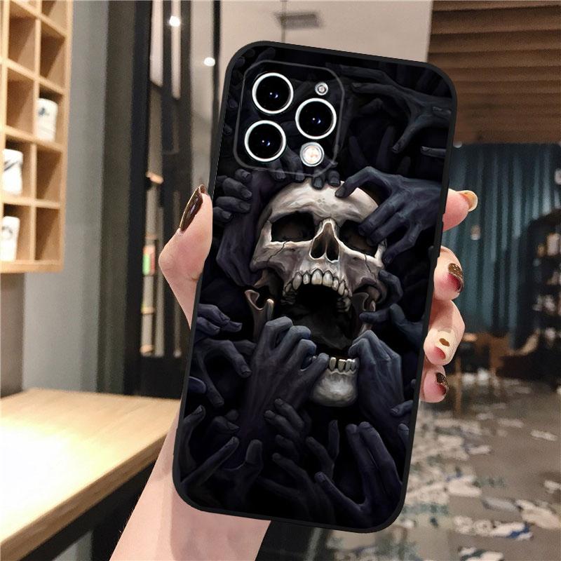 Schädel Kopf Kunst Telefon Fall Für iphone 15 14 Pro Max 13 12 11 Pro Max XSMax XR 12 13 mini 14 Plus Shell