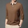 Spring Autumn Men's Business Casual Long Sleeved Shirt Solid Color Polo Shirt Breathable Comfortable Versatile Top