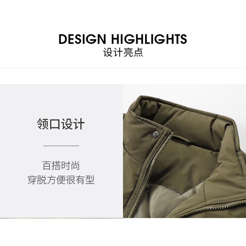 Solid color simple stand-up collar winter boys' 2025 new jacket top, loose thickened warm and trendy cotton clothes