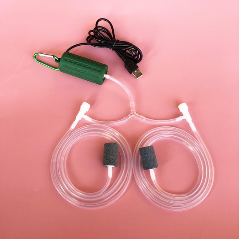 Haushalt Mini Sauerstoffpumpe Mit Doppel Luftstein Stumm USB Aufladung Luftpumpe Aquarium Fischbecken