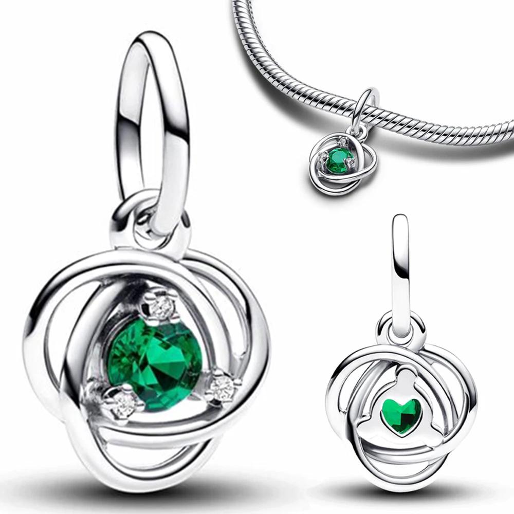 Copper Twelve Month Birthstone Heart Eternity Charms Beads Pendant Fit Original Bracelet For Women Fine Jewelry