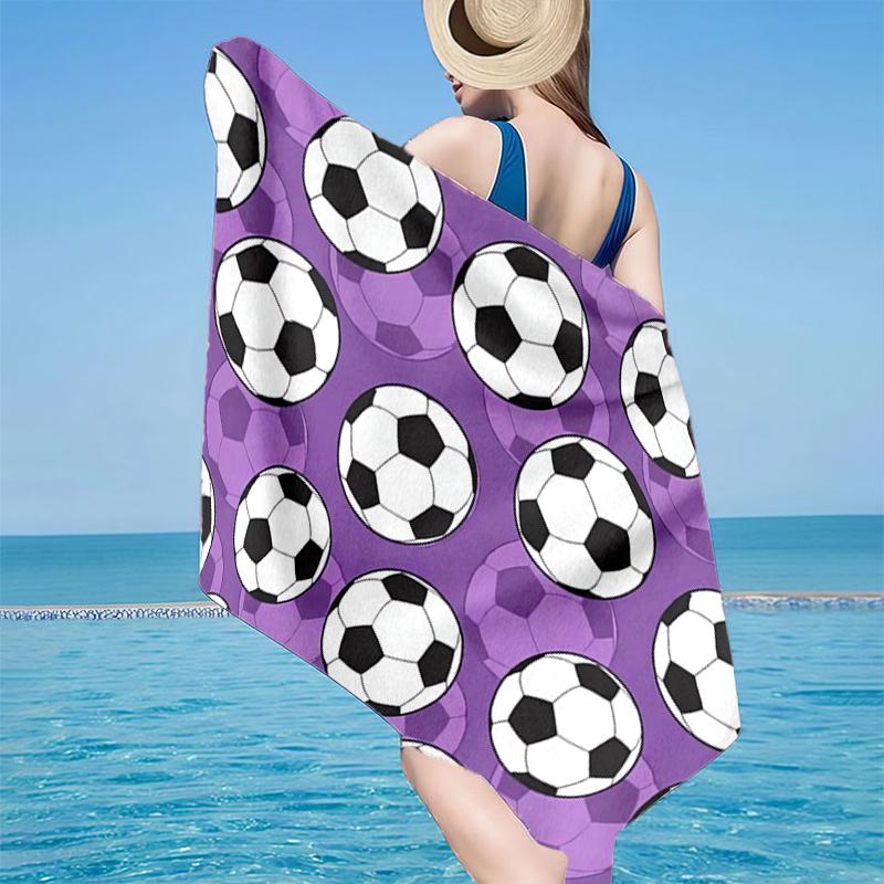Soccer Ball Pattern Background Beach Towel, Super Soft Microfiber, Gift for Her/Him, Birthday, for Pool, Beach, Travel, Home Decor Fan Gifts