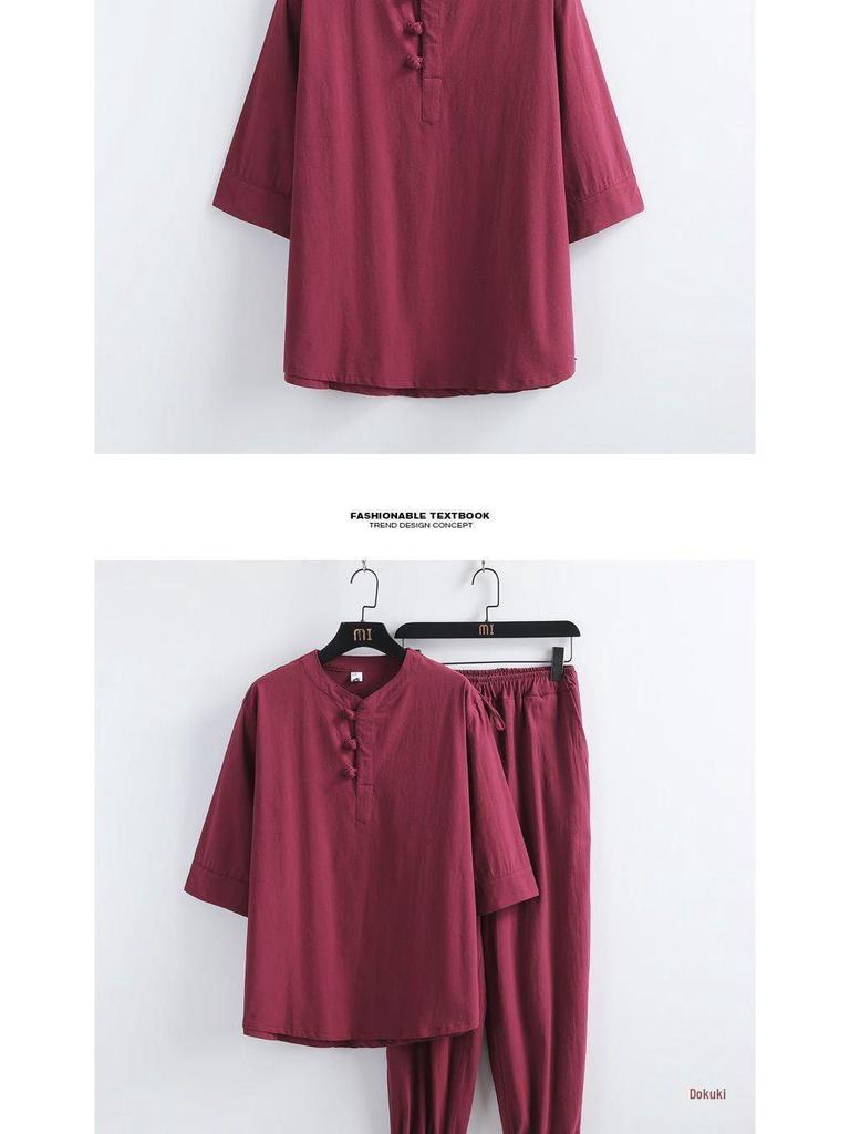 Men’s Taoist Meditation Suit – Summer Cotton-Linen Zen Tang-Style