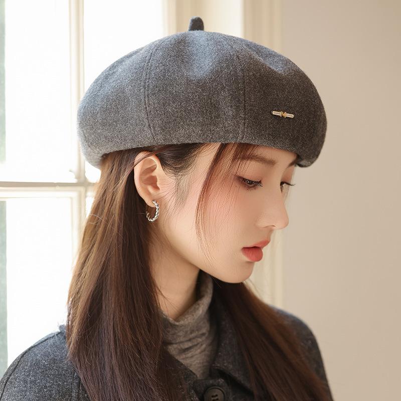 Korean Version of Women's Autumn and Winter New Retro Beret Casual Versatile Octagonal Hat Big Head Circumference Showing Face Little Painter Hat