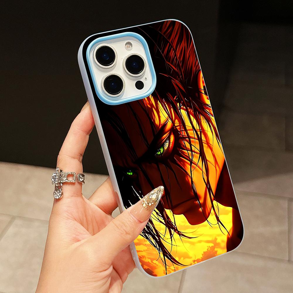 AOT Eren Yeager Jelly Double layer Light Blue Mobile Phone Case for iPhone 17 16 15 14 13 12 11 Air Pro Max Plus Protective