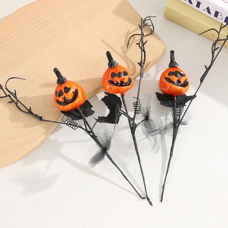 Hot Smiley Pumpkin Halloween Dark Gothic Decoration Simulation Flower Party Arrangement Ghost Pumpkin