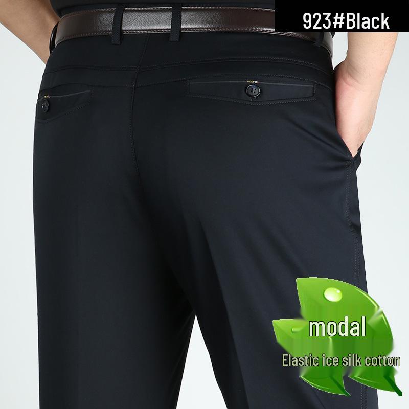 

2025 Men s Casual Elastic Ice Silk Cotton Pants - Loose Straight Leg, Summer Non-Iron for Middle-Aged and Elderly 40 (31 inches)