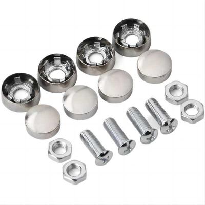 Circular Car License Plate Bolts Alloy Frame Screws Trendy Chrome Anti-theft Screws