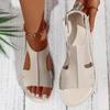 Damen Einfarbig Elegant Sandalen Leicht Flach Elastisches Riemchen Sommerurlaub Schuhe