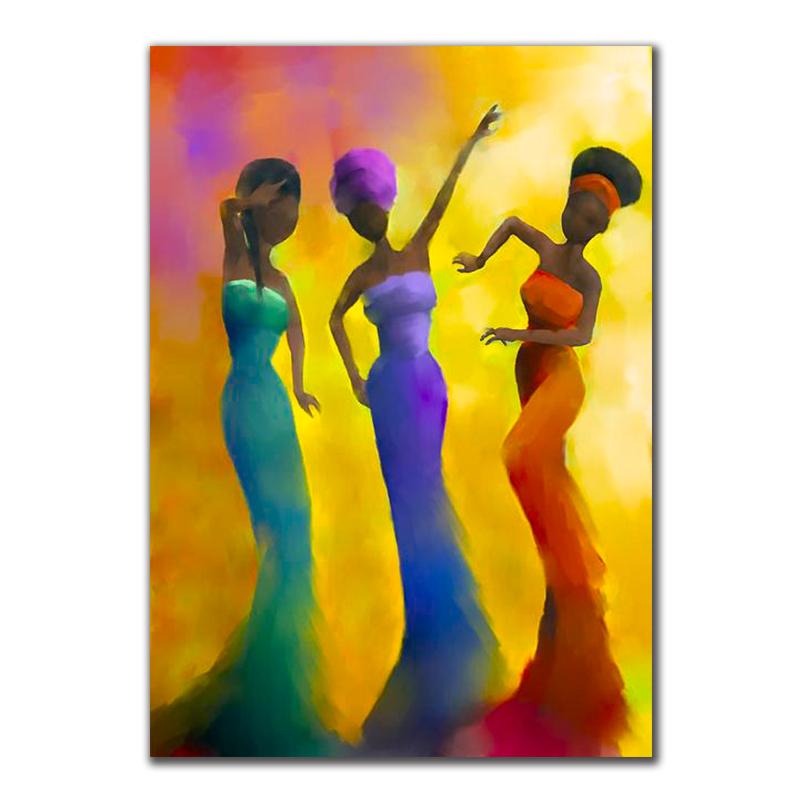Klassische Vintage Drei Afrikanische Frauen Leinwand Gemälde Abstrakte Poster Drucke Wand Kunst Bild für Wohnzimmer Wand Dekor Cuadros