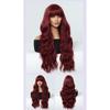 Style Burgundy, Big Waves With Bangs And Waist Length, Curly Hair Temperament, Fashionable Wig, Full Hair Wigs.